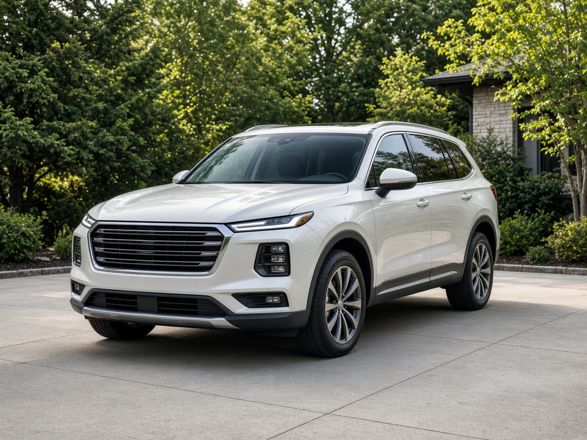 White family SUV on a driveway
